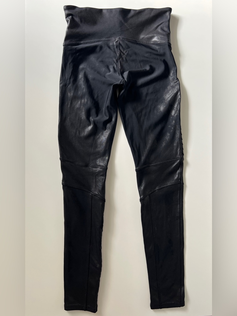 SPANX Faux Leather Moto Leggings Black High Rise Shaping L 20136R - Picture 3 of 12